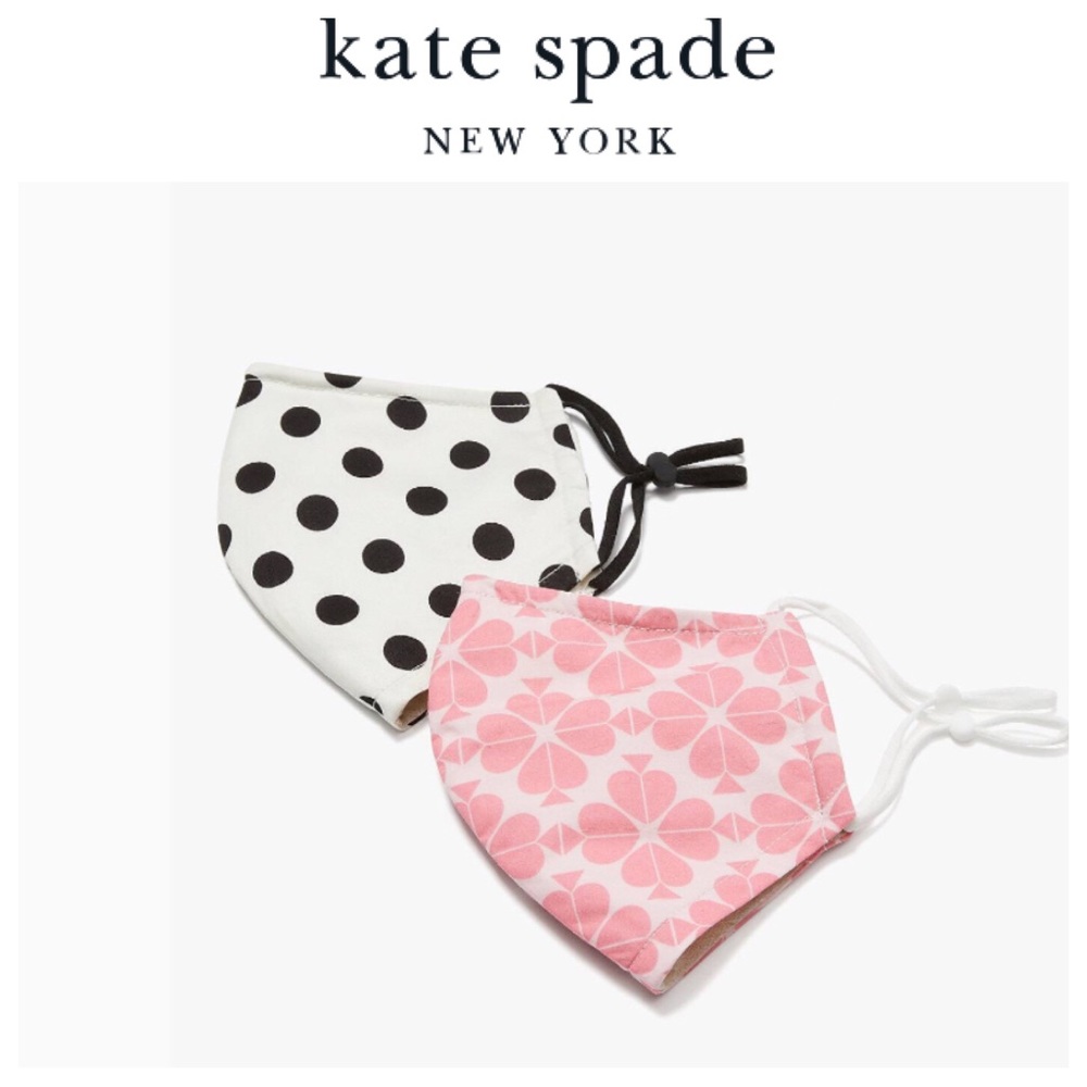 KATE SPADE PICTURE DOT AND SPADE FLOWER FABRIC NON MEDICAL FACE MASK SET NWT